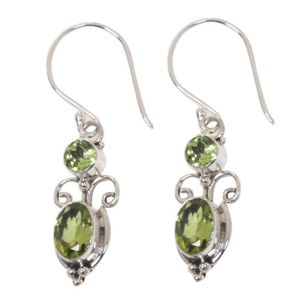 Alternate image for Peridot Sterling Silver Dangle Earrings Crown Princess