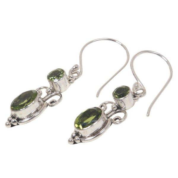 Alternate image for Peridot Sterling Silver Dangle Earrings Crown Princess