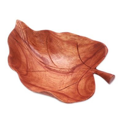 Alternate image for Suar Wood Leaf Catchall Crafted in Indonesia Floating Leaf