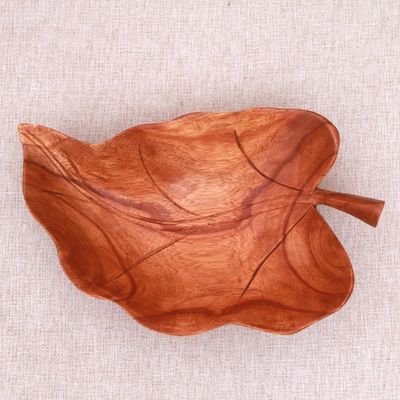 Alternate image for Suar Wood Leaf Catchall Crafted in Indonesia Floating Leaf