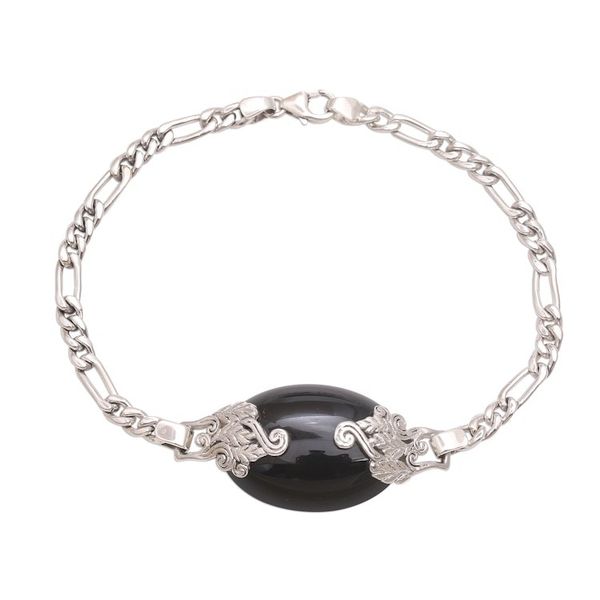 Alternate image for Onyx and Sterling Silver Pendant Bracelet from Bali Midnight Grove