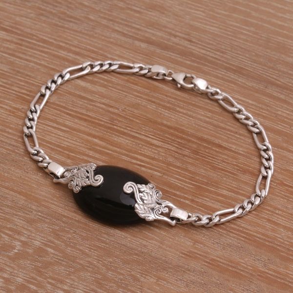 Alternate image for Onyx and Sterling Silver Pendant Bracelet from Bali Midnight Grove