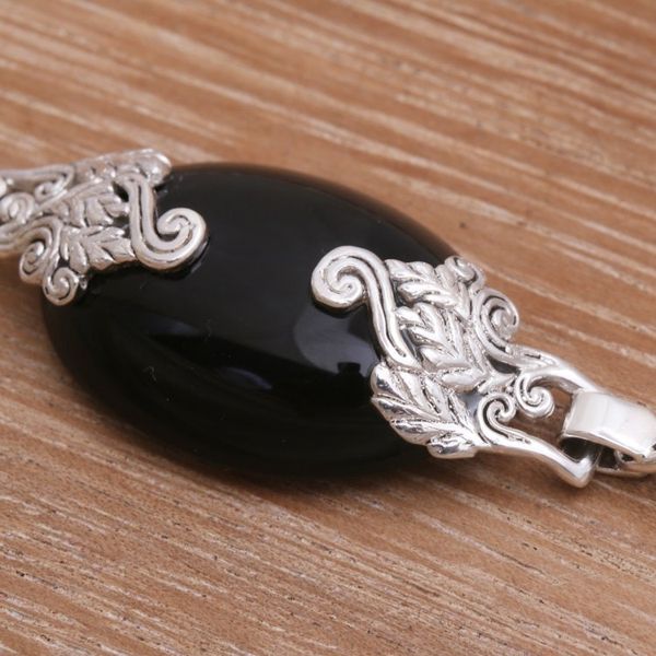 Alternate image for Onyx and Sterling Silver Pendant Bracelet from Bali Midnight Grove