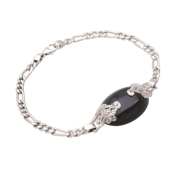 Alternate image for Onyx and Sterling Silver Pendant Bracelet from Bali Midnight Grove