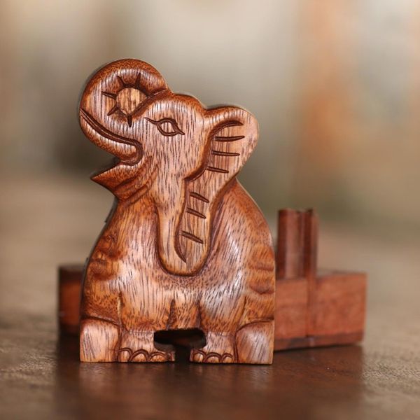 Alternate image for Elephant Theme Wood Puzzle Box Elephant Secret