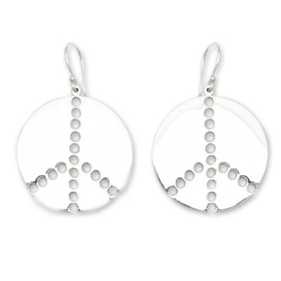 Alternate image for Peace-Themed Round Sterling Silver Dangle Earrings Peace Points