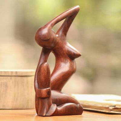 Alternate image for Hand-Carved Suar Wood Female Form Sculpture from Bali Sensuous Lady