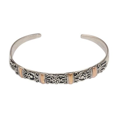 Alternate image for 18k Gold Accent Sterling Silver Cuff Bracelet from Bali Merajan Mystique