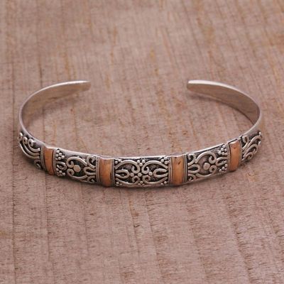 Alternate image for 18k Gold Accent Sterling Silver Cuff Bracelet from Bali Merajan Mystique