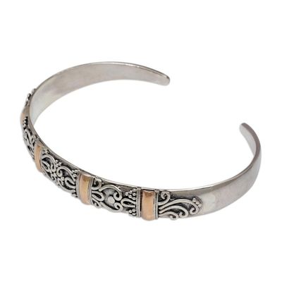 Alternate image for 18k Gold Accent Sterling Silver Cuff Bracelet from Bali Merajan Mystique
