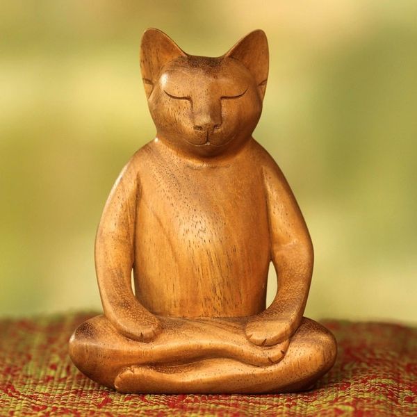 Alternate image for Lotus Position Yoga Cat Carving Ginger Cat Does Yoga