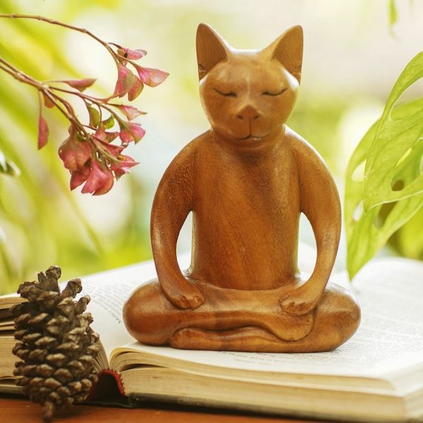 Alternate image for Lotus Position Yoga Cat Carving Ginger Cat Does Yoga