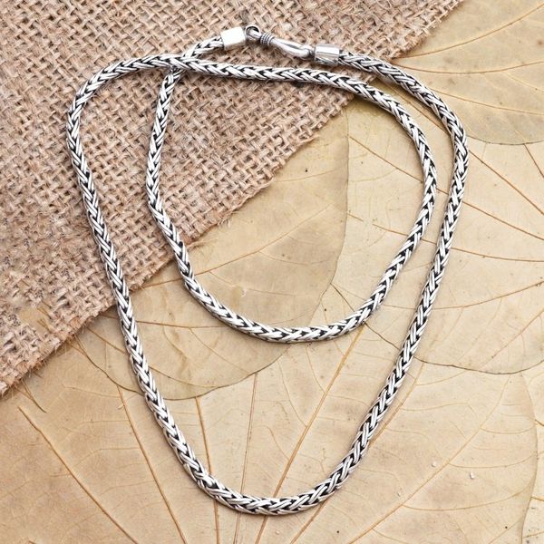 Alternate image for Handmade Sterling Silver Chain Necklace Rice Seeds