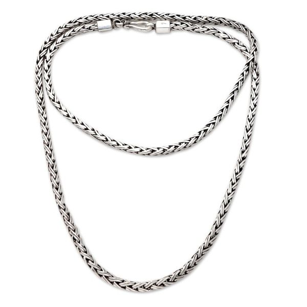 Alternate image for Handmade Sterling Silver Chain Necklace Rice Seeds