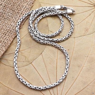 Alternate image for Handmade Sterling Silver Chain Necklace Rice Seeds