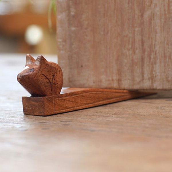 Alternate image for Hand Made Wood Door Stop with Piglet Motif Polite Piglet