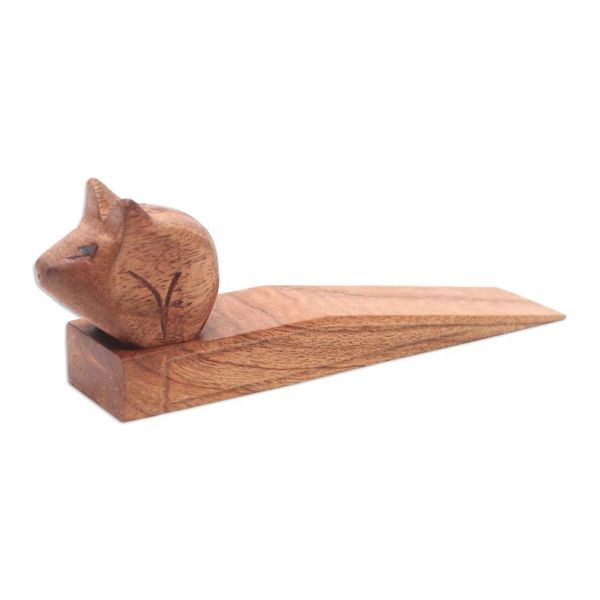 Alternate image for Hand Made Wood Door Stop with Piglet Motif Polite Piglet