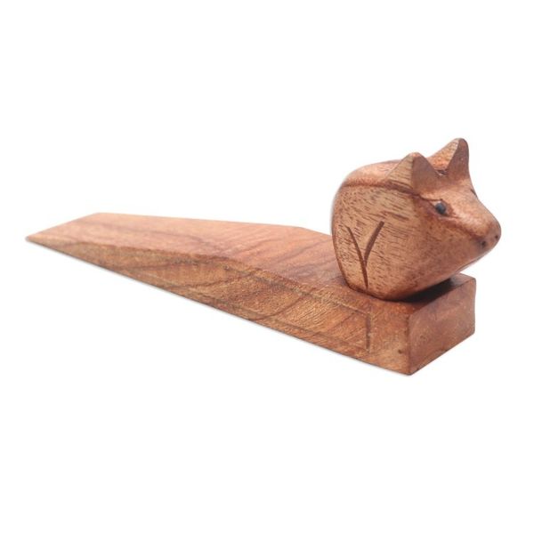 Alternate image for Hand Made Wood Door Stop with Piglet Motif Polite Piglet