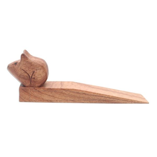 Alternate image for Hand Made Wood Door Stop with Piglet Motif Polite Piglet
