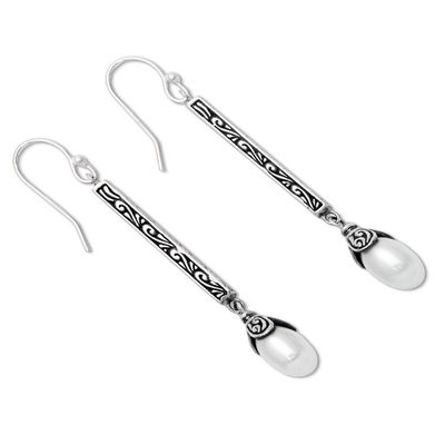 Alternate image for Sterling Silver Cultured Pearl Elongated Dangle Earrings Mermaid Melody
