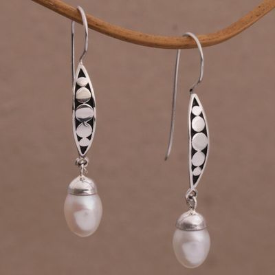 Alternate image for Balinese Artisan Crafted Sterling Silver and Pearl Earrings Paradise Blooms