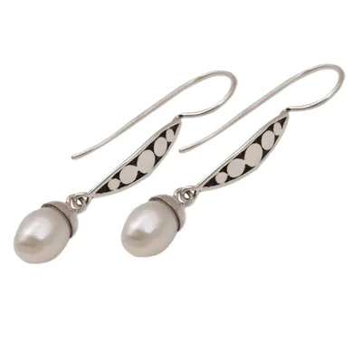 Alternate image for Balinese Artisan Crafted Sterling Silver and Pearl Earrings Paradise Blooms