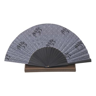 Alternate image for Exotic 100 Silk Batik Fan in Grey and Black Bali Kingdom