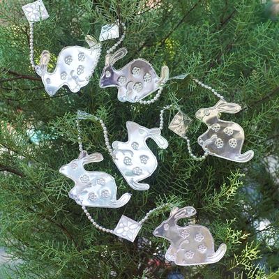 Alternate image for Aluminum Rabbit-Themed Holiday Garland Set of 4 Festive Bunny