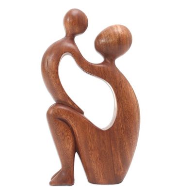 Alternate image for Mother and Child Wood Sculpture I Adore You