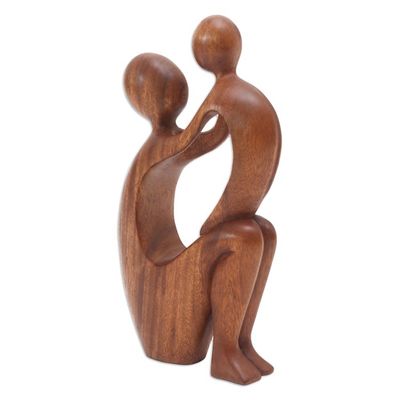 Alternate image for Mother and Child Wood Sculpture I Adore You