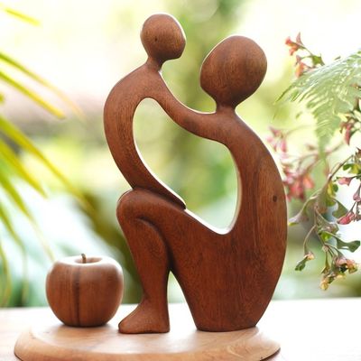 Alternate image for Mother and Child Wood Sculpture I Adore You