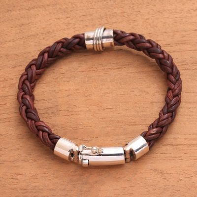 Alternate image for Leather and Sterling Silver Braided Bracelet from Bali Bonding Weave