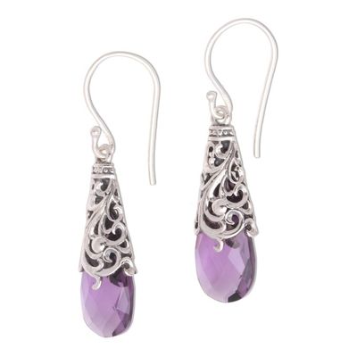 Alternate image for 6-Carat Amethyst Dangle Earrings Crafted in Bali Princess Beauty