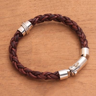 Alternate image for Leather and Sterling Silver Braided Bracelet from Bali Bonding Weave