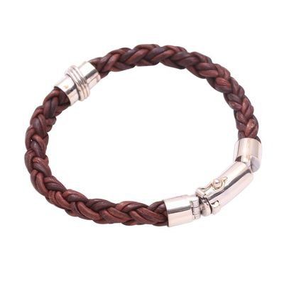 Alternate image for Leather and Sterling Silver Braided Bracelet from Bali Bonding Weave