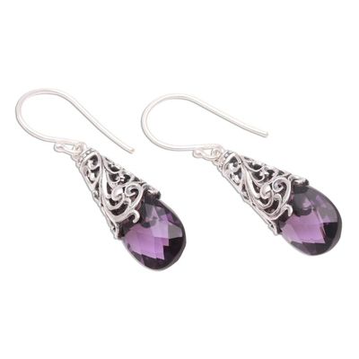 Alternate image for 6-Carat Amethyst Dangle Earrings Crafted in Bali Princess Beauty
