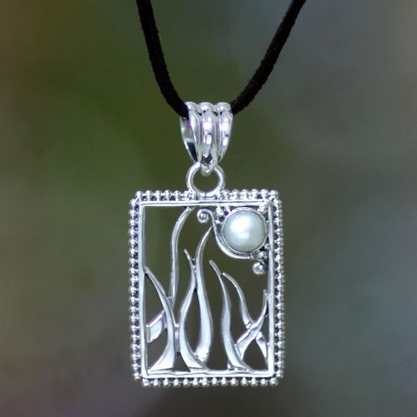 Alternate image for Artisan Crafted Pearl and Sterling Silver Necklace Jewelry Natures Moon