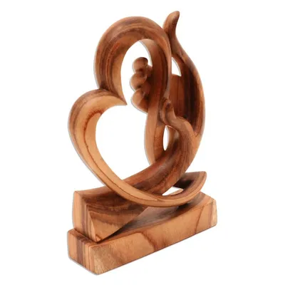 Alternate image for Heart-Themed Suar Wood Sculpture from Bali Warm Love