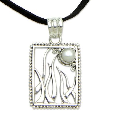 Alternate image for Artisan Crafted Pearl and Sterling Silver Necklace Jewelry Natures Moon
