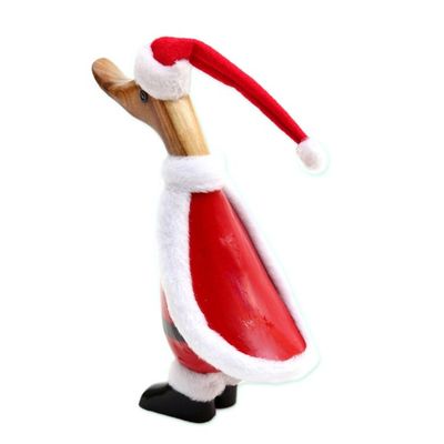 Alternate image for Bamboo Root and Wood Santa Duck Decorative Figurine Santa Duck