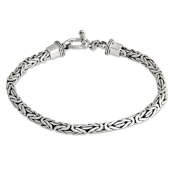 Alternate image for Mens Sterling Silver Chain Bracelet from Indonesia Souls Entwine