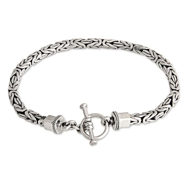 Alternate image for Mens Sterling Silver Chain Bracelet from Indonesia Souls Entwine
