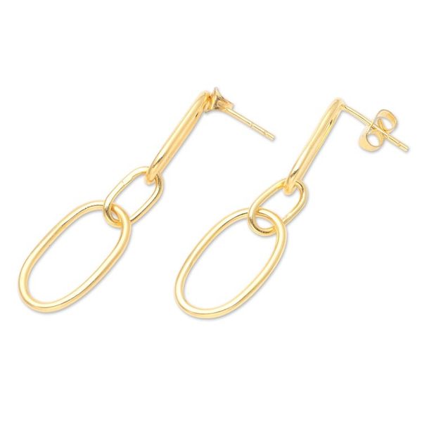 Alternate image for Handmade 18k Gold-plated Dangle Link Earrings from Indonesia Link the Chain