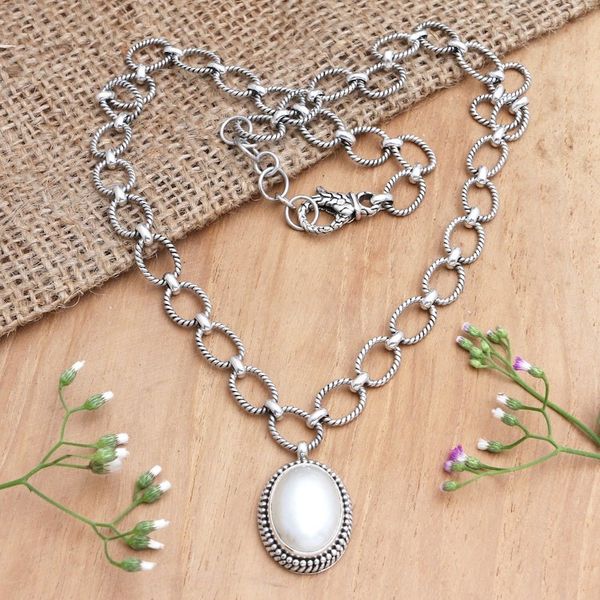 Alternate image for Cultured Mabe Pearl Pendant Necklace Holy Oval