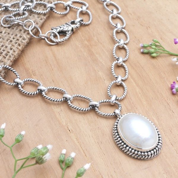 Alternate image for Cultured Mabe Pearl Pendant Necklace Holy Oval