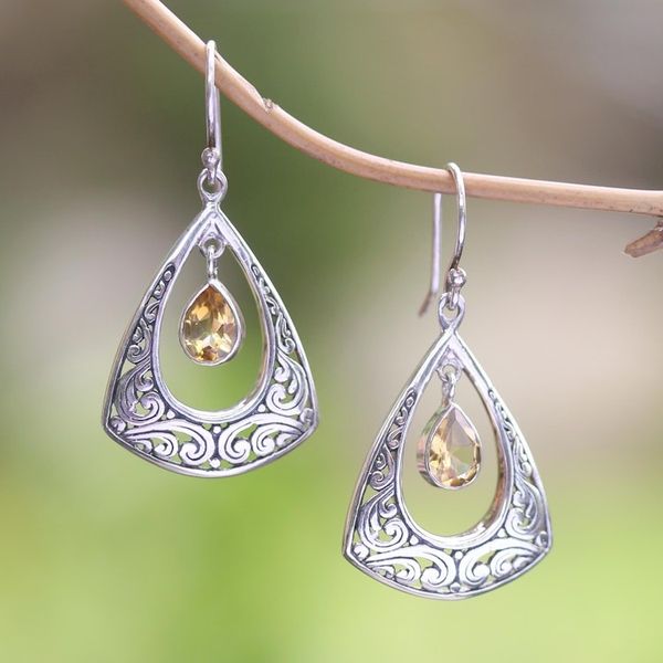 Alternate image for Citrine and Sterling Silver Dangle Earrings Lovely Temple