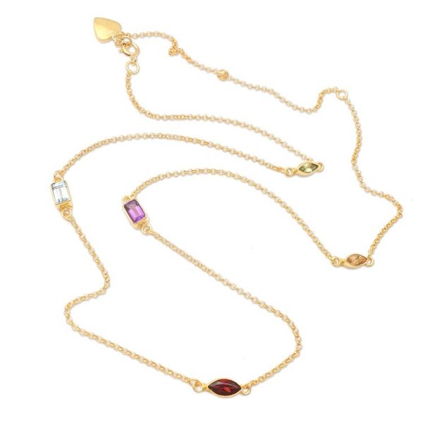 Alternate image for Gold-Plated Birthstone Station Necklace Heavens Rainbow