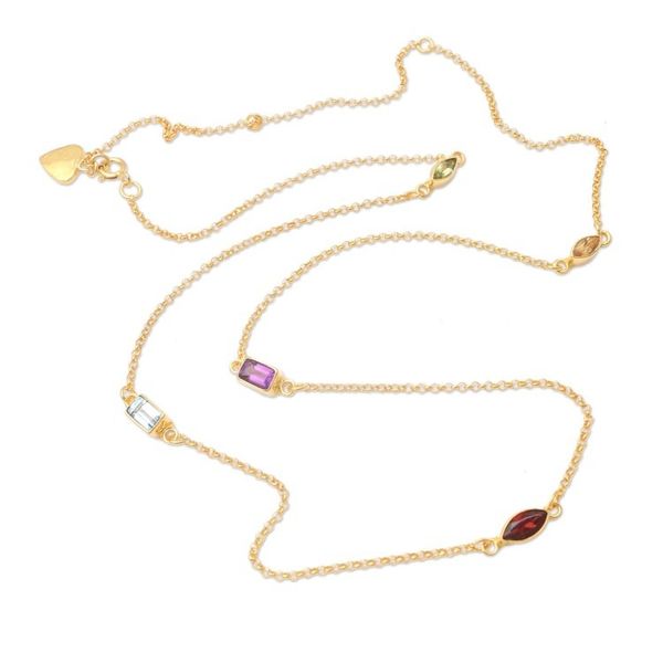 Alternate image for Gold-Plated Birthstone Station Necklace Heavens Rainbow