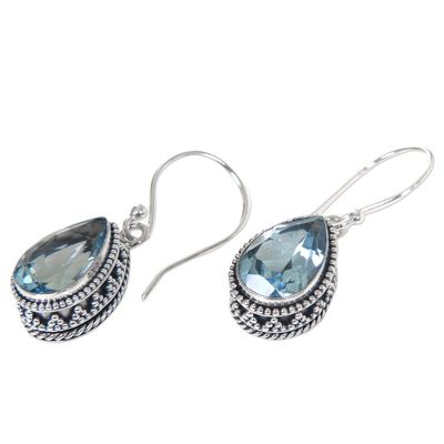Alternate image for Handcrafted Blue Topaz and Sterling Silver Earrings Sparkling Dew