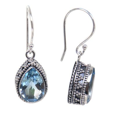 Alternate image for Handcrafted Blue Topaz and Sterling Silver Earrings Sparkling Dew
